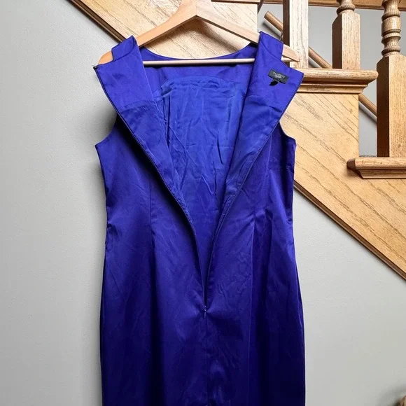 Talbots Petite Formal Dress 14P Blue Sleeveless Sheath Layered Knee Length *READ - Picture 4 of 7